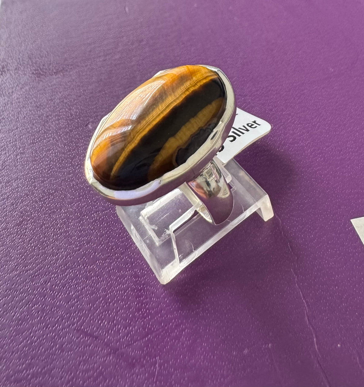 Tiger Eye .925 Silver Ring Size 9