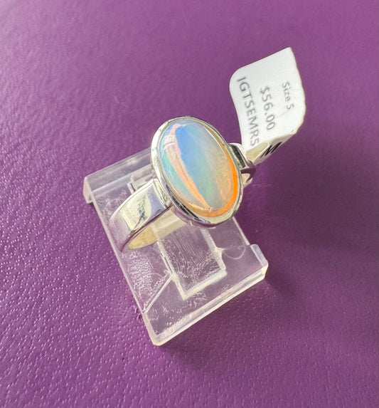 Ethiopian Opal .925 Silver Ring Size 5