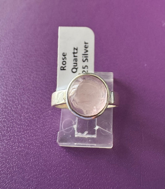 Rose Quartz .925 Silver Ring Size 6