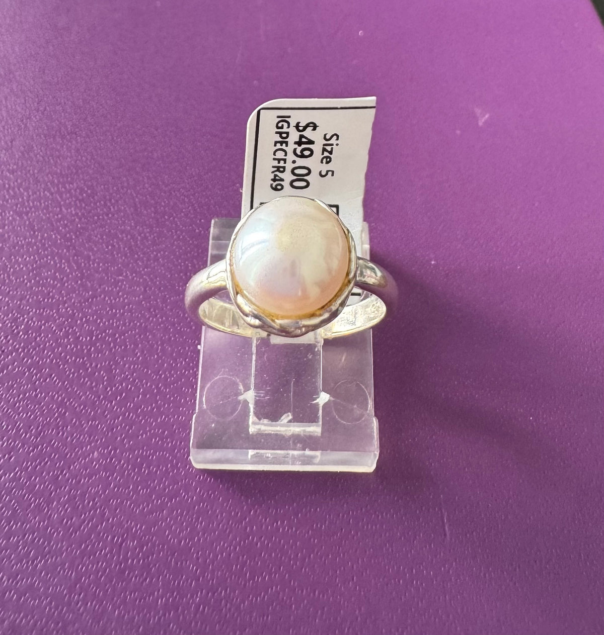 Pearl .925 Silver Ring Size 5