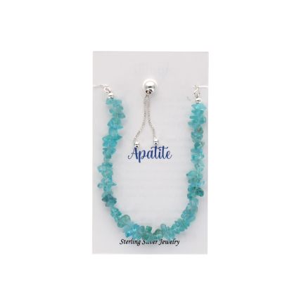 Blue Gem Apatite Chips Stone .925 Sterling Silver Adjustable Bracelets