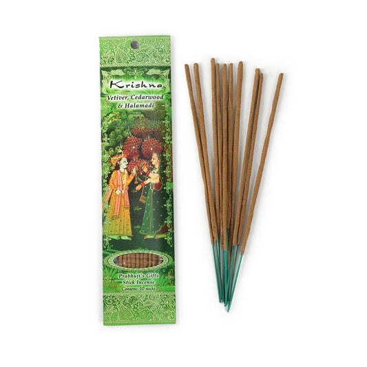Krishna Vetiver, Cedarwood & Halamadi Prabhuji's Gifts Stick Incense 10 Sticks