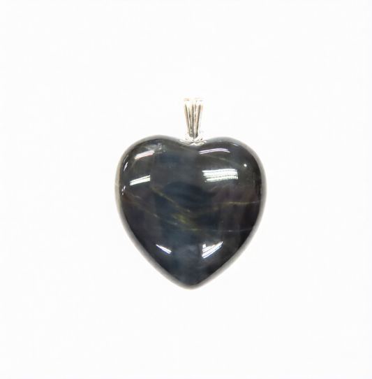 Blue Tiger Eye Heart Pendant with Bail 25mm