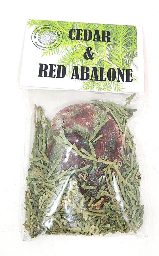 Loose Cedar + Red Abalone Shell in 3x4" Ziploc