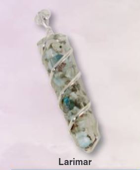 Larimar Orgone Coil Wrapped Point Pendant