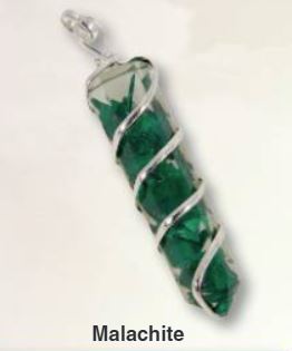 Malachite Orgone Coil Wrapped Point Pendant