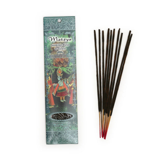 Matsya Jasmine, Rose & Tulasi Prabhuji's Gifts Stick Incense 10 Sticks
