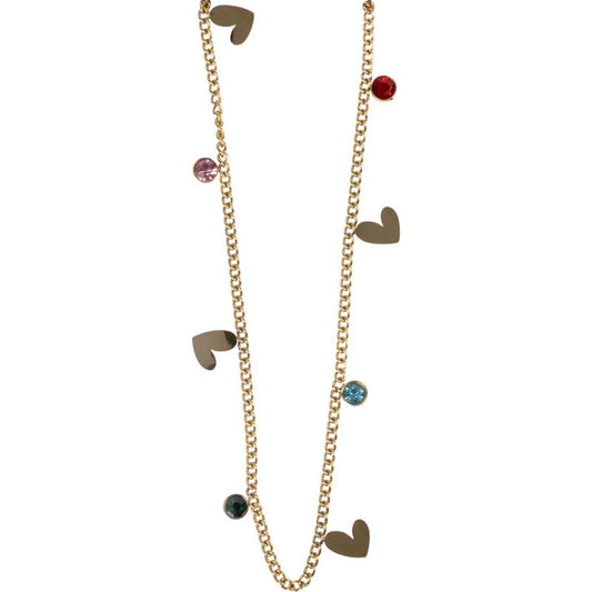 HEARTS  W/ CZ STONES GOLD TONE STAINLESS STEEL NECKLACE