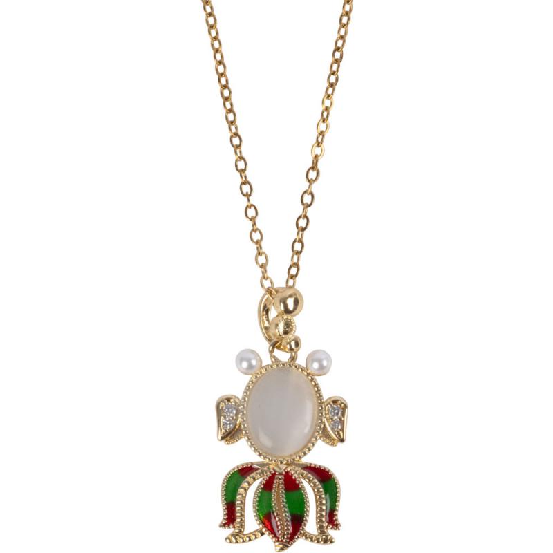 JELLYFISH  W/  CZ STONES GOLD TONE STAINLESS STEEL NECKLACE