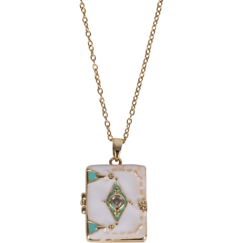 LOCKET GOLD TONE STAINLESS STEEL NECKLACE