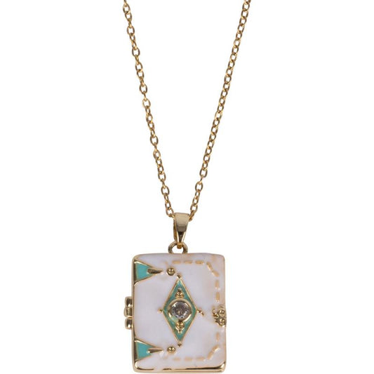 LOCKET GOLD TONE STAINLESS STEEL NECKLACE