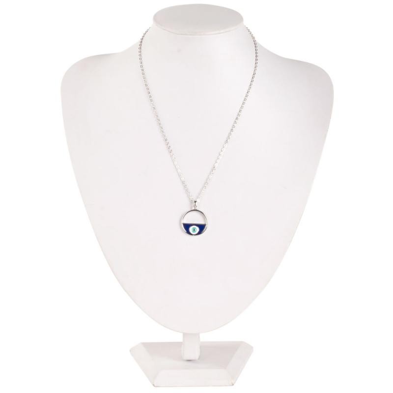 SILVER PLATED EVIL EYE CIRCULAR NECKLACE