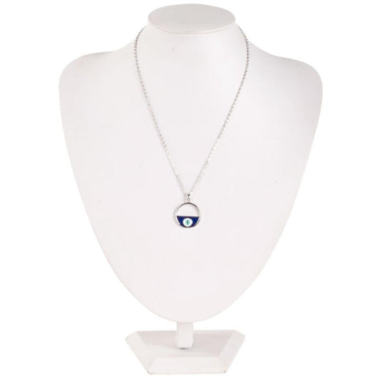 SILVER PLATED EVIL EYE CIRCULAR NECKLACE
