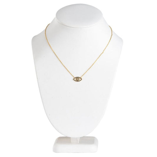 Evil Eye with Rhinestone Gold Plated Adjustable Necklace