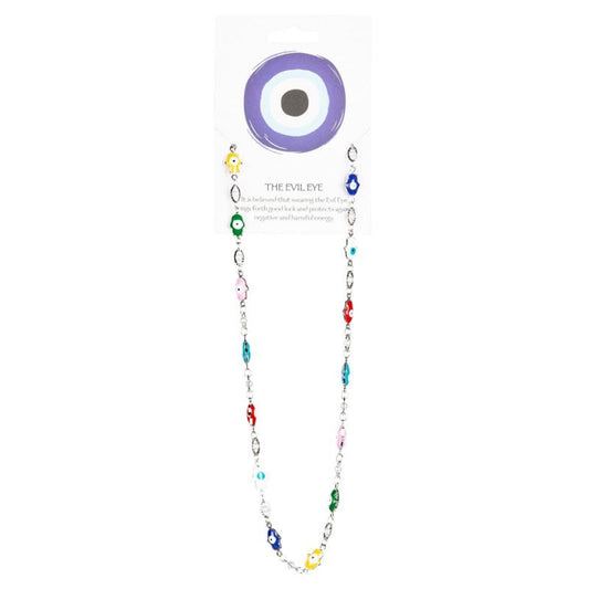 Hamsa Evil Eye with Beads Multi Colored Adjustable Chain Necklace