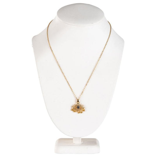 Evil Eye with Lashes & Gems Gold Plated Metal Adjustable Chain Necklace