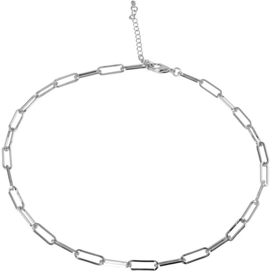 SILVER TONE PAPER CLIP NECKLACE CHAIN