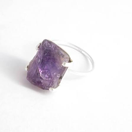 Amethyst Flower Natural .925 Sterling Silver Ring Size 11