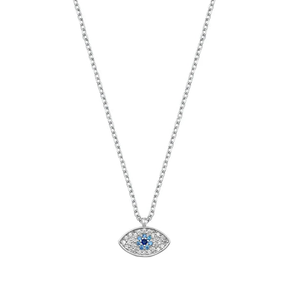 Evil Eye CZ Stones .925 Sterling Silver Necklace