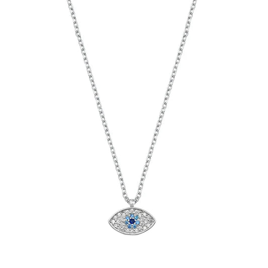 Evil Eye CZ Stones .925 Sterling Silver Necklace