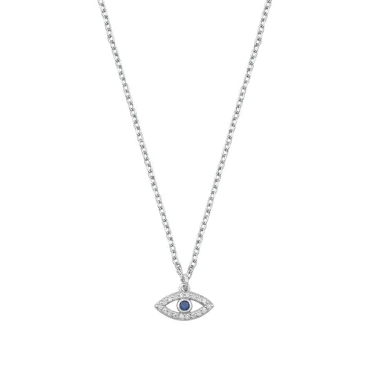 Evil Eye CZ Stones .925 Sterling Silver Necklace