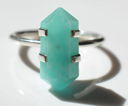 Amazonite Double Terminated Point .925 Sterling Silver Ring Size 8