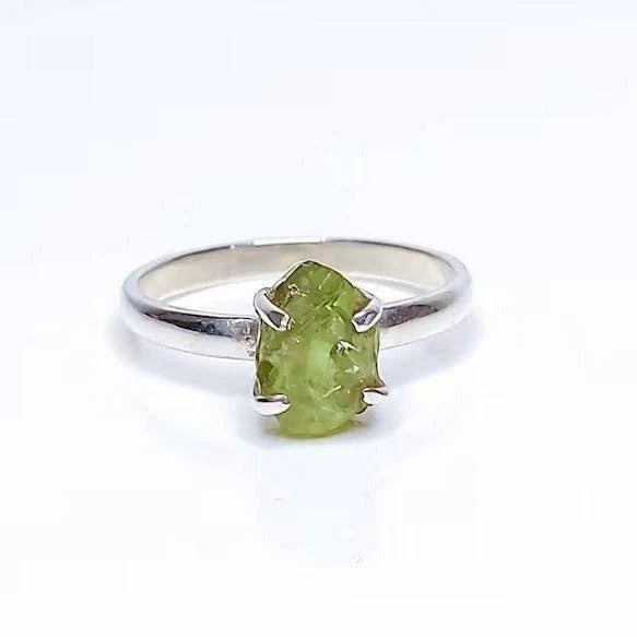 Peridot Raw Clawset .925 Sterling Silver Ring