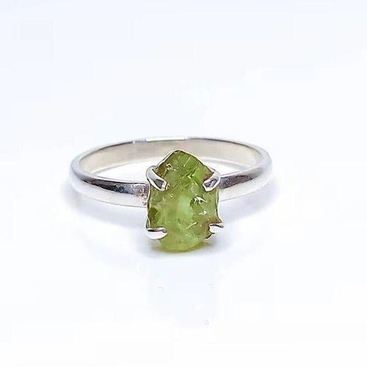 Peridot Raw Clawset .925 Sterling Silver Ring