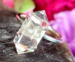Clear Quartz Double Terminated Point .925 Sterling Silver Ring