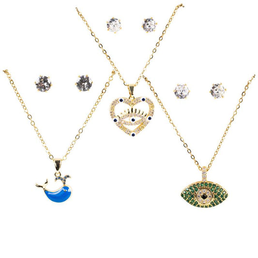 STAINLESS STEEL NECKLACE & EARRING SETS - ASSORTED