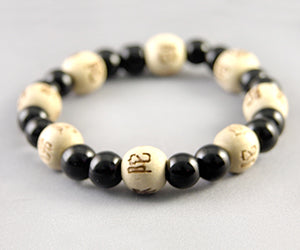 Black Onyx Power & Success 8MM With White Karma Beads Bracelets - Lucky Karma Beads