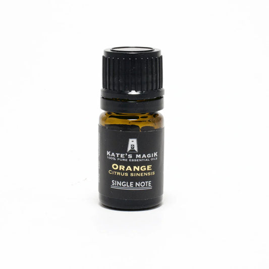 Kate's Magik Orange Single Note Pure Essential Oil – sweet citrus aroma for joy, creativity, and uplifting natural energy.
