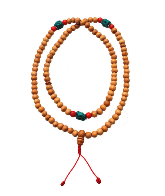 Plain Wood Turquoise 8mm 108 Bead Japa Mala