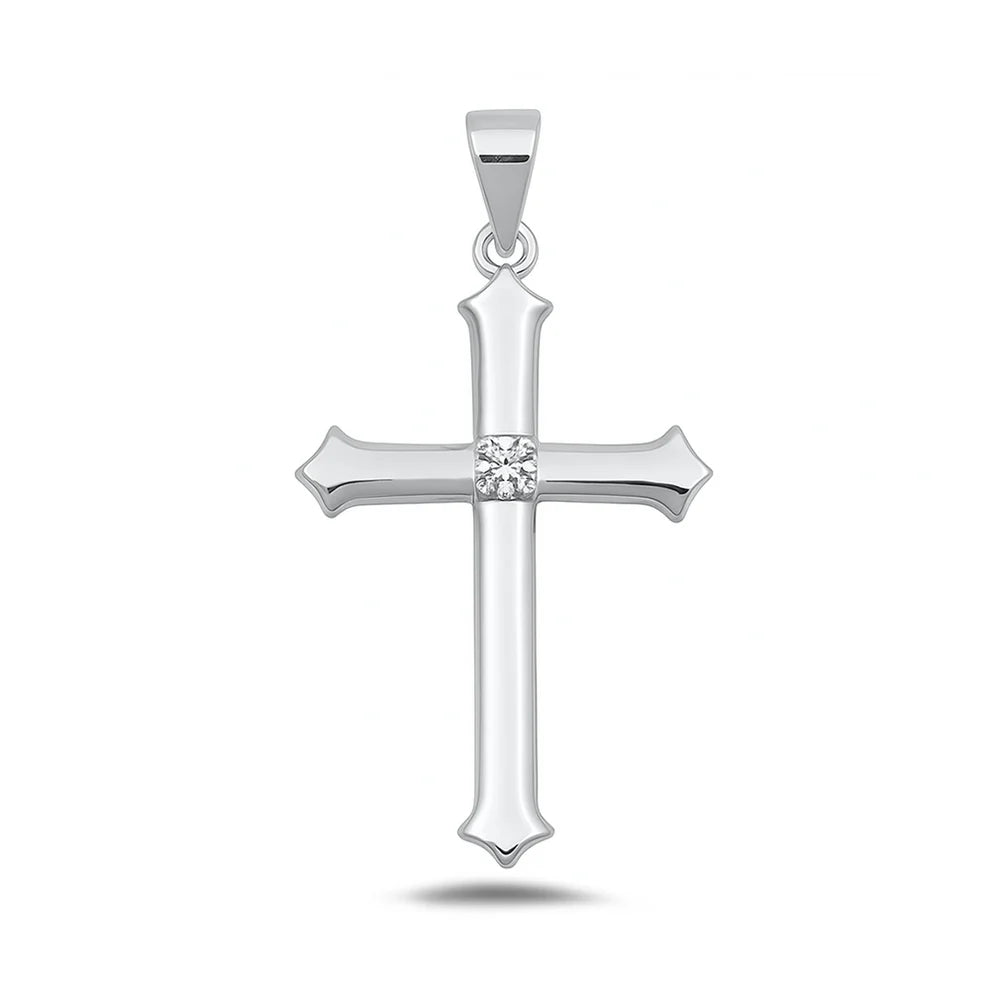 Cross CZ Stone .925 Sterling Silver Pendant