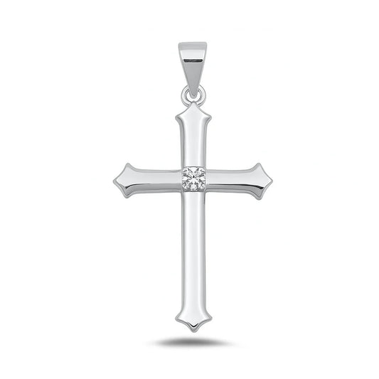 Cross CZ Stone .925 Sterling Silver Pendant