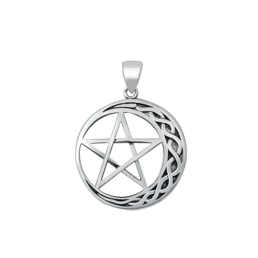 Celtic Pentacle Moon & Star .925 Sterling Silver Pendant