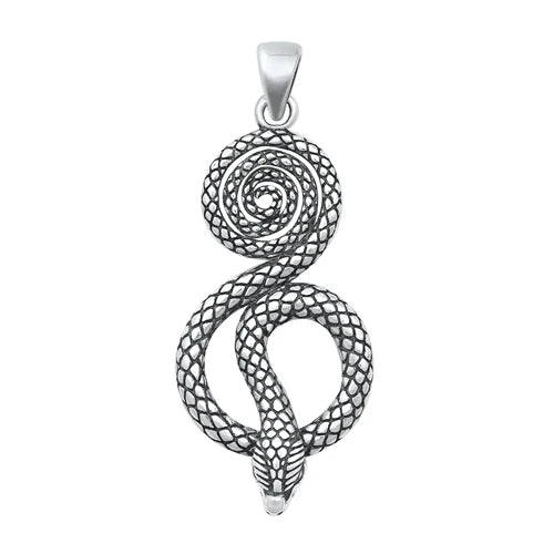 Snake Tail Coiled .925 Sterling Silver Pendant