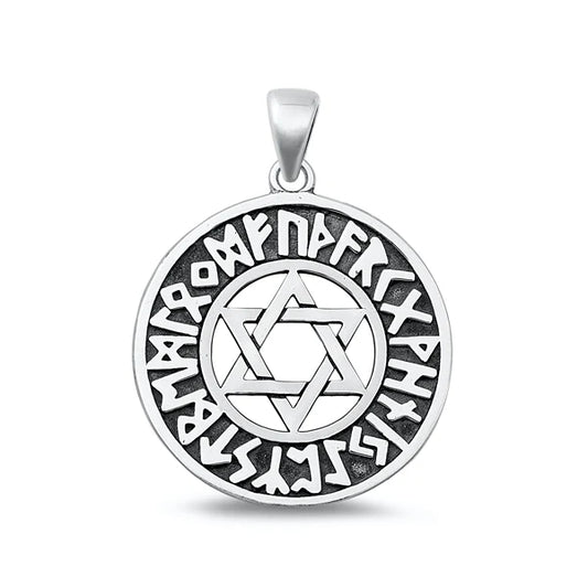 Star Of David Rune .925 Sterling Silver Pendant