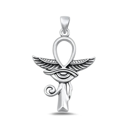 Eye Of Horus Ankh Wings .925 Sterling Silver Pendant