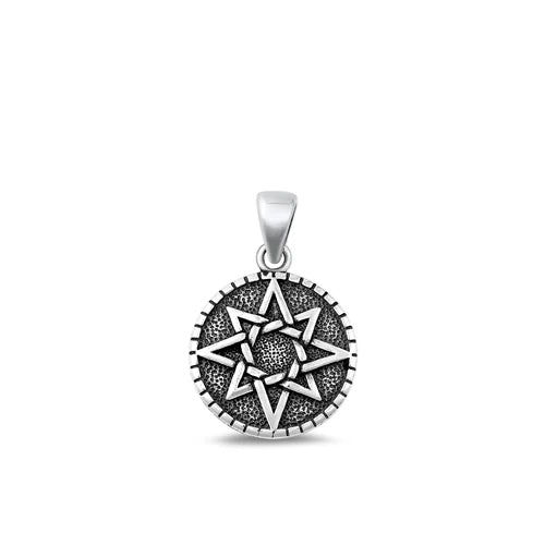 Octagram .925 Sterling Silver 8 Pointed Star Pendant - Pentagram
