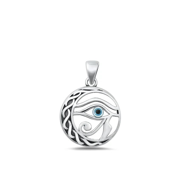 Evil Eye Celtic Moon .925 Sterling Silver Pendant