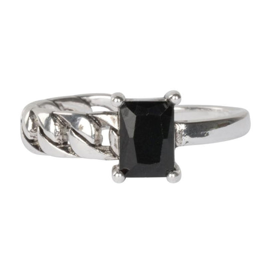 Black Crystal Adjustable Ring
