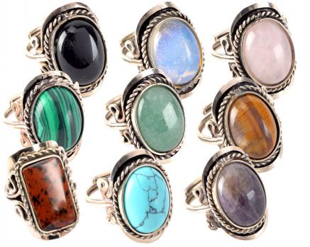 Vintage Style Oval Cab Adjustable Ring - Choose Stone