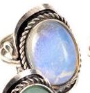 Vintage Style Oval Cab Adjustable Ring - Choose Stone
