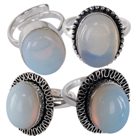 Opalite Cab Adjustable Ring - Base Metal