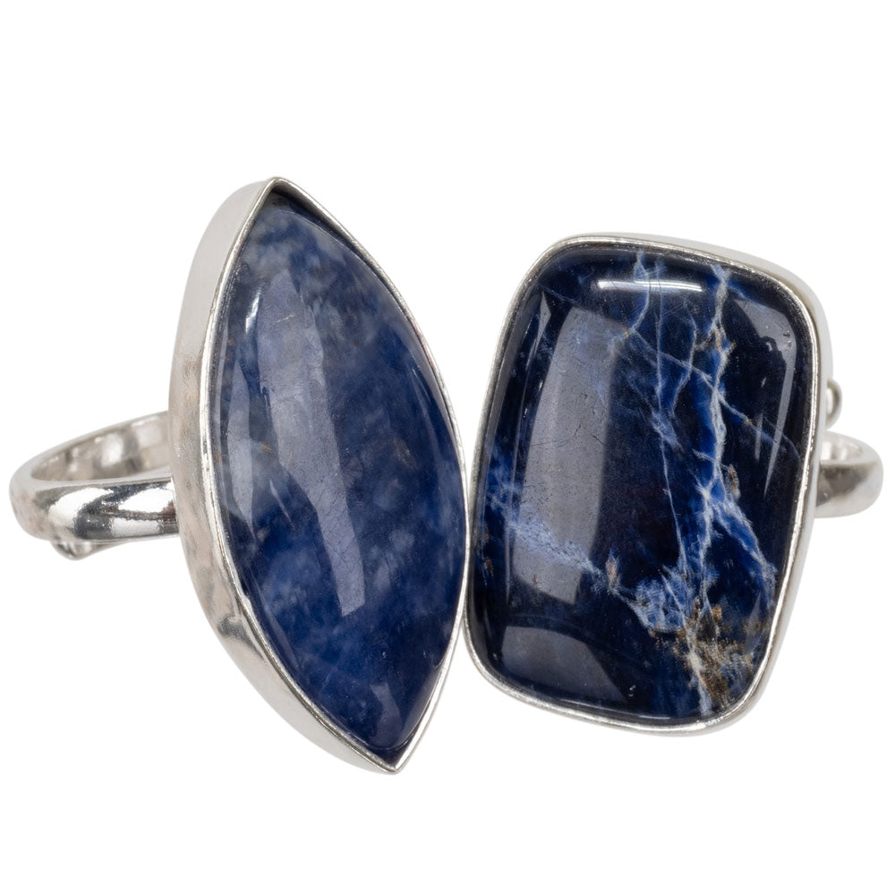 Sodalite Cab Adjustable Ring - Brass