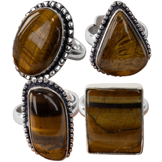 Tiger Eye Cab Adjustable Ring - Base Metal