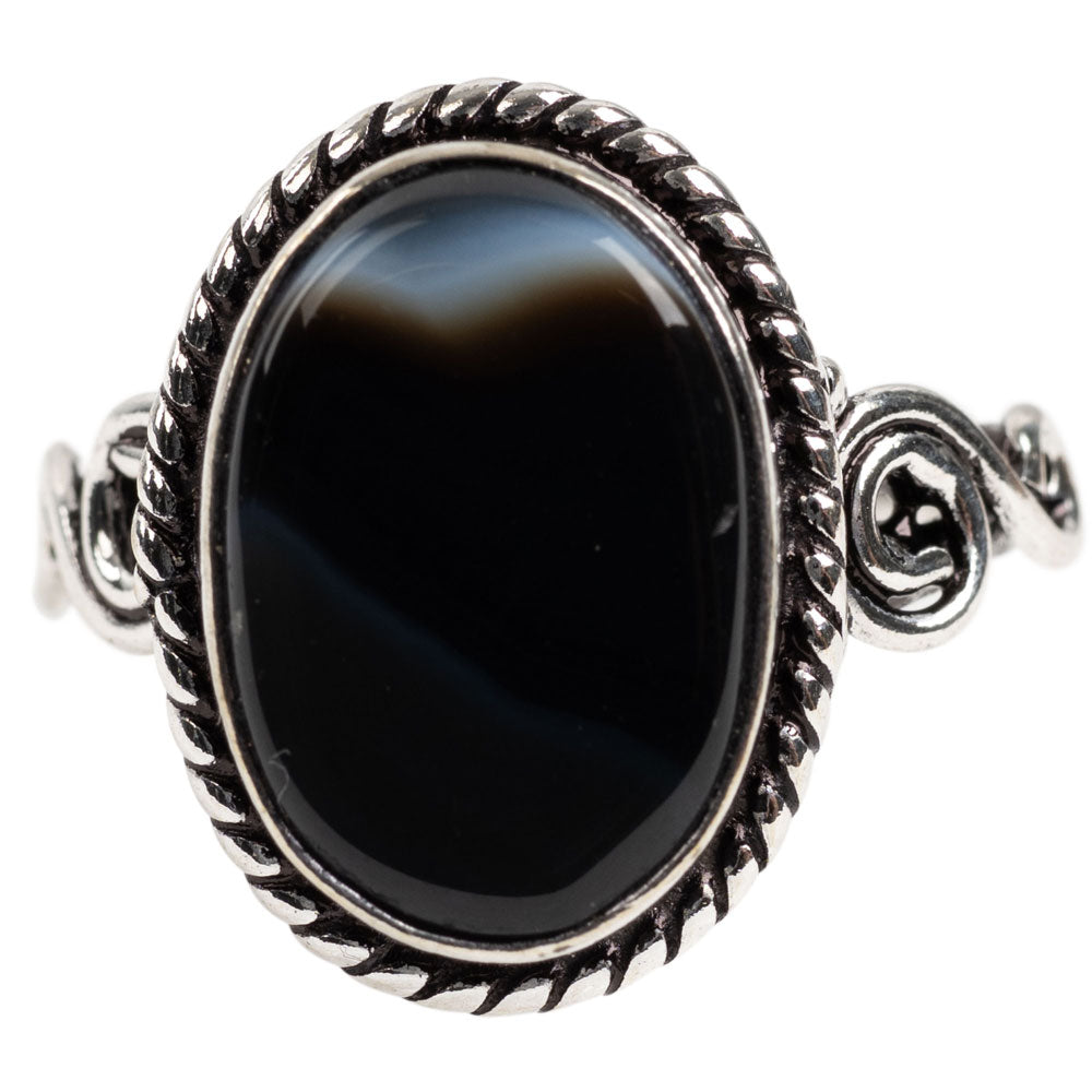 Sardonyx Cab Adjustable Small Ring - Brass