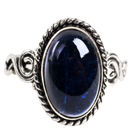 Sodalite Cab Adjustable Small Ring - Brass