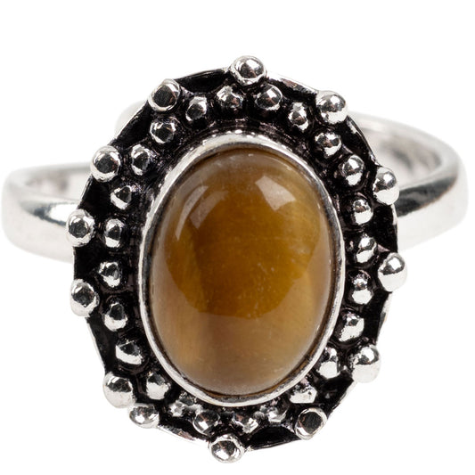 Tiger Eye Cab Adjustable Small Ring - Brass